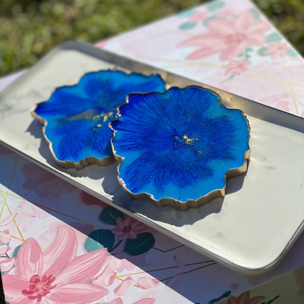 Geode style handmade wine coasters